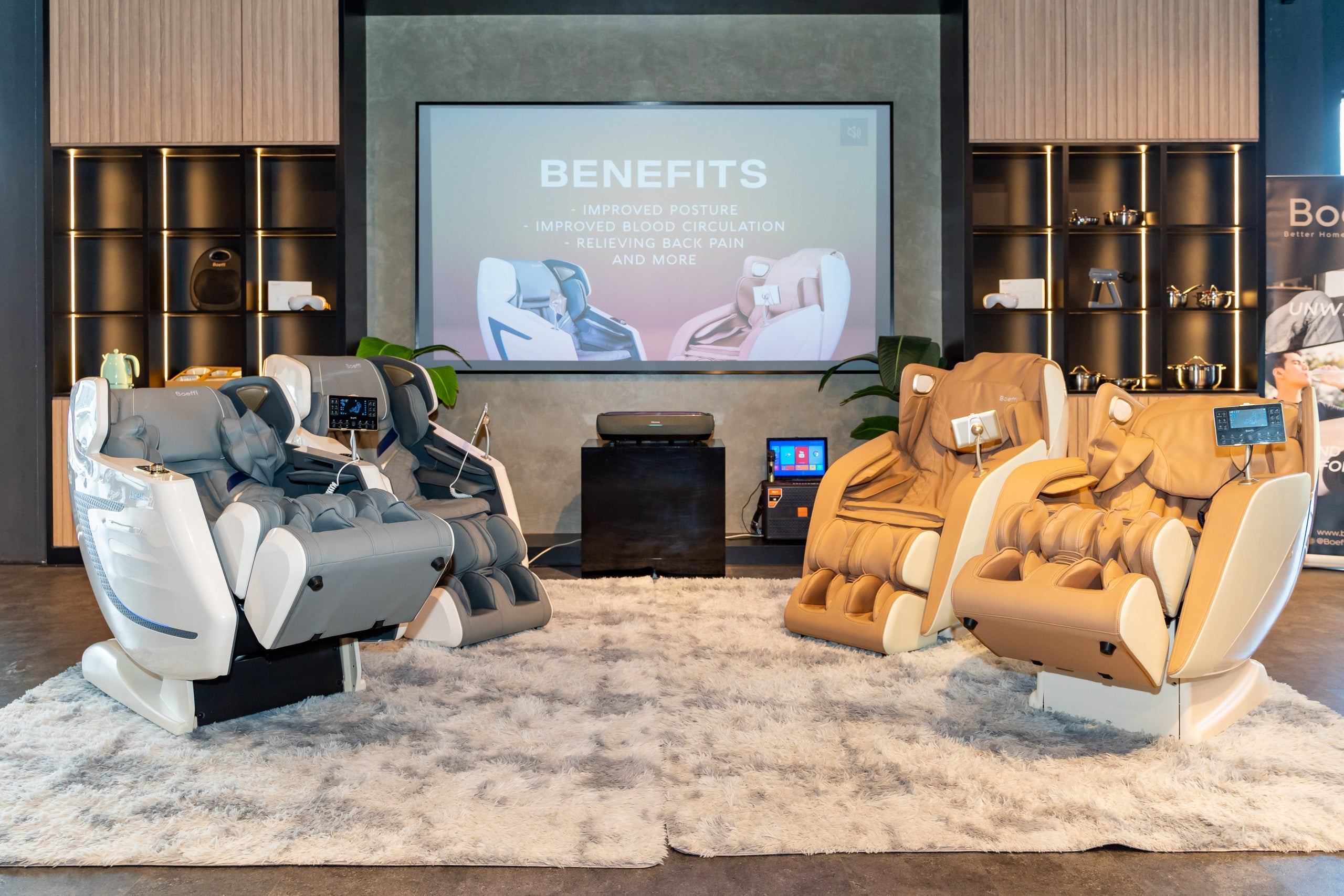 Using a massage chair for evening mantra chanting